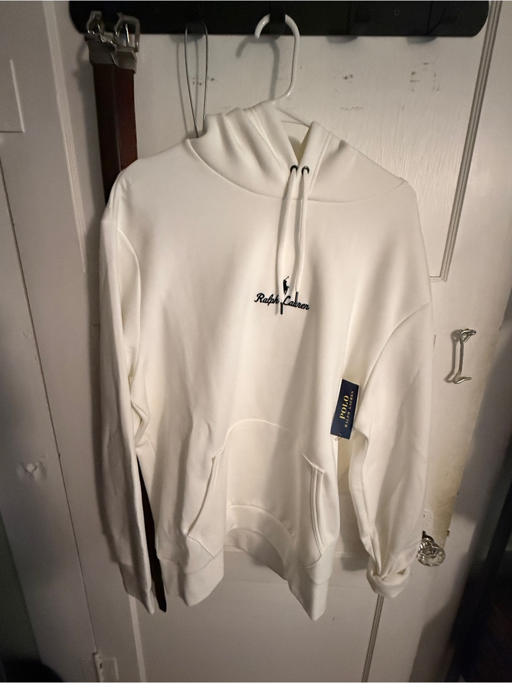 Ralph Lauren White Pullover Hoodie with Embroidered Logo